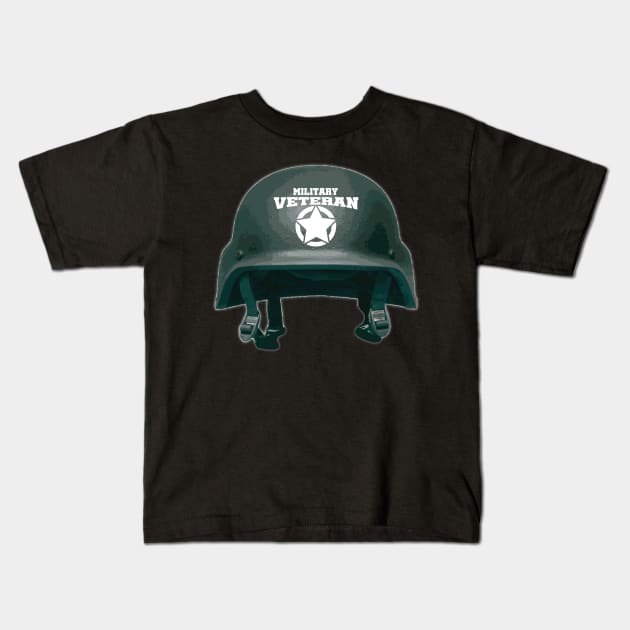 Military Vet helmet Kids T-Shirt by Illustratorator